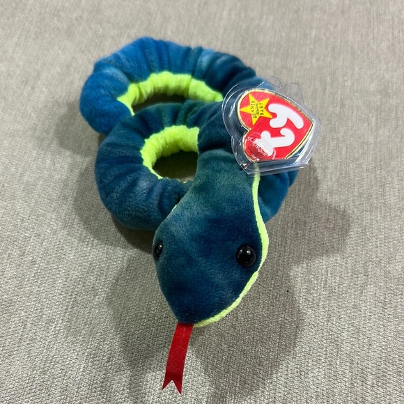 Ty Other - Ty Beanie Baby Hissy Plush Snake Toy in Blue and Green